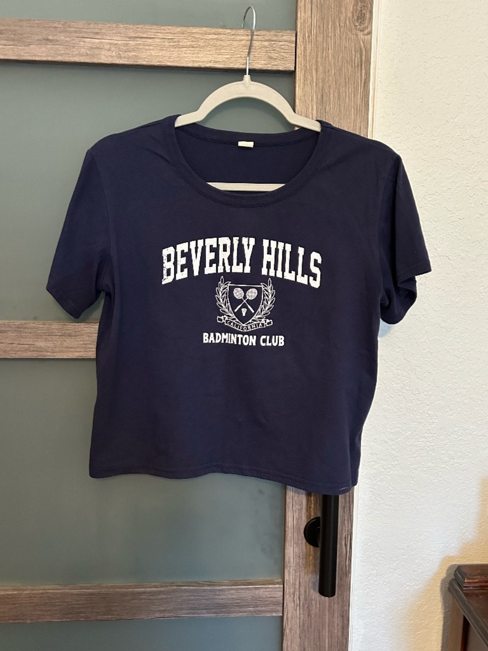 H&M | Beverly Hills Badminton Club Cropped Tee-Navy-Size XL